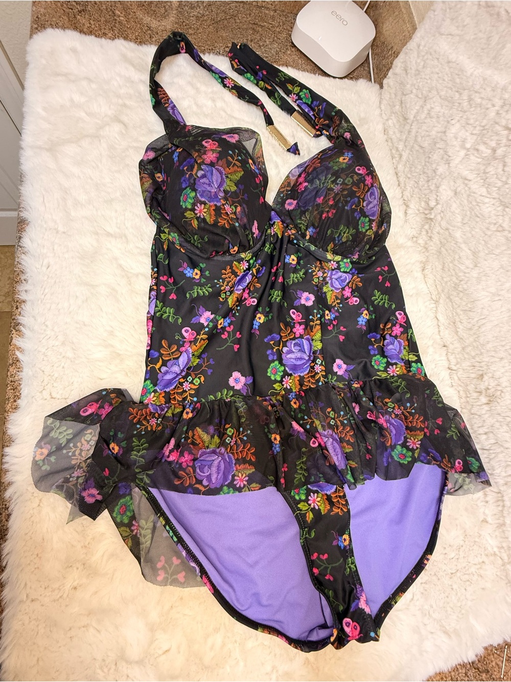 NWOT Gorgeous Marilyn Monroe Women's Ruffled Floral One Piece Swimswear sz 2XL - Picture 5 of 15